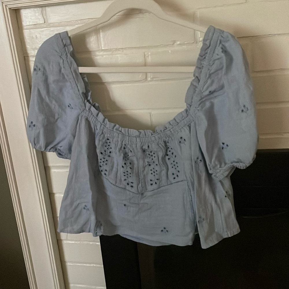 Zara light blue crop top
